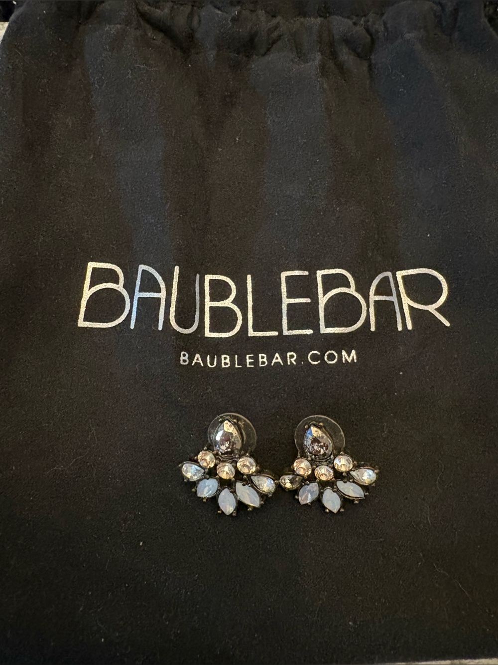 BaubleBar Gray and Clear Crystal Cluster Stud Earrings